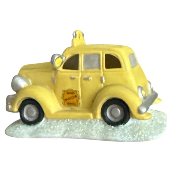 Vintage Yellow Taxi Figurine: Ernies Taxi Cab Service, Holiday Village Display - Picture 4 of 7